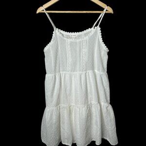Blue Pepper Baby Doll Coquette White Mini Dress | Women's Size M | 100% Cotton